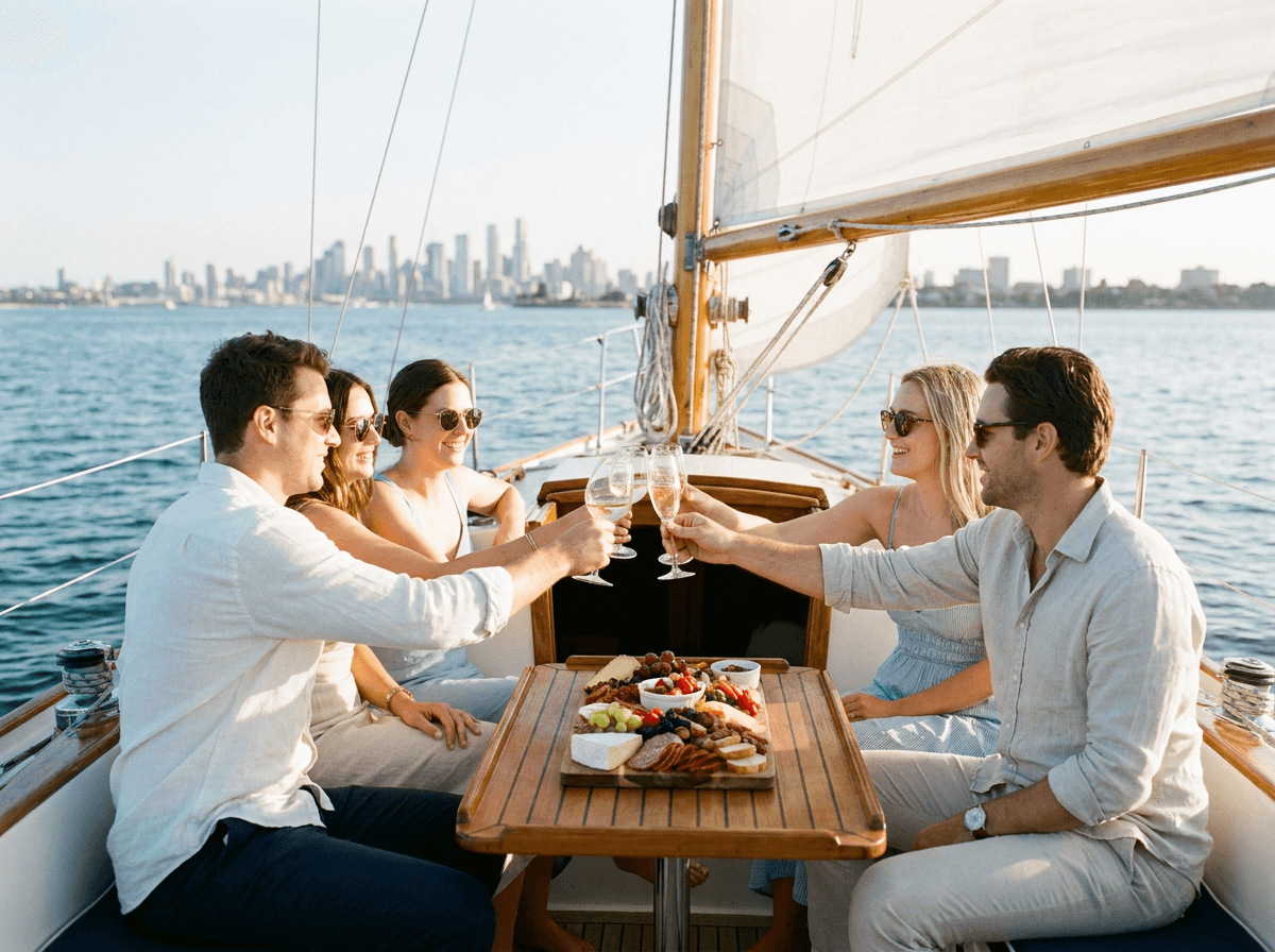 Picnic on a sailing boat in Port Phillip Bay